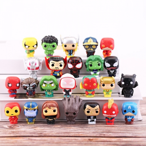 24Pcs Set Cartoon Anime Super Heroes Ironman Spiderman Action Figures Cake Toppers PVC Mini Figurines Toys 3.5cm/1.3Inch Tall