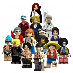 14Pcs Set One Piece Luffy Nami Brook Anime Minifigures Building Blocks Mini Figure Toys