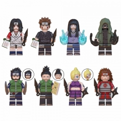 8Pcs Naruto Anime Minifigures Kurenai Kiba Asuma Shikamaru Building Blocks Mini Figure Toys WM6110