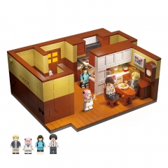 Spy x Family Dining Room Building Blocks Model Kit Anya Yors Twilight Franky Mini Figures Toys 705Pcs NO.750