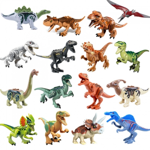 16Pcs Dinosaurs Mini Figures Jurassic World Dino Building Blocks Toys with Moving Parts