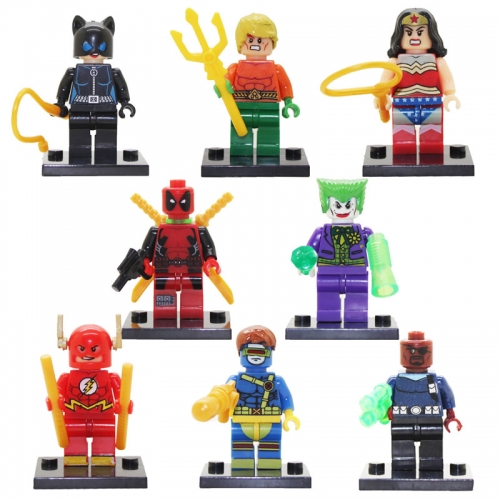 8Pcs Super Heroes Minifigures Wonder Woman Catwoman Deadpool Building Blocks Mini Figure Toys SY178