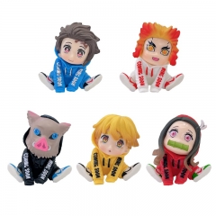 5Pcs Demon Slayer Action Figures PVC Display Models Kids Toys Cake Toppers Sitting Posture 5.5CM/2.2Inch Tall