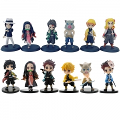 12Pcs Demon Slayer Action Figures Tanjiro Nezuko Zenitsu PVC Model Toys Cake Toppers 7.5CM/3Inch Tall