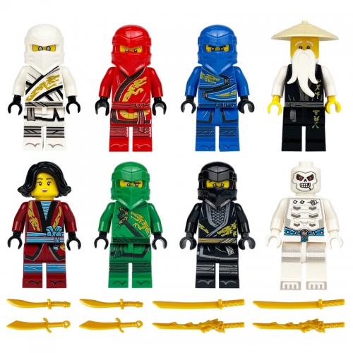 8Pcs Ninjago Minifigures Building Blocks Mini Figure Toys with Weapons Set NO.1804