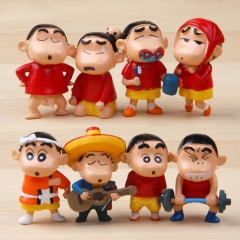 8Pcs Set Crayon Shin-chan Display Models PVC Action Figures Mini Figurines Toys 1.5Inch Tall