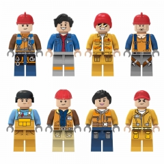 8Pcs Urban Professionals Minifigures Builders Building Blocks Mini figures Bricks Toys M8064