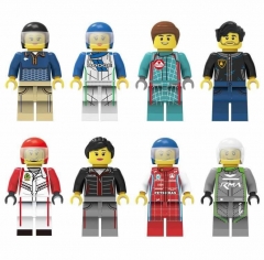 8Pcs Urban Professionals Minifigures Racers Building Blocks Mini figures Bricks Toys M8069