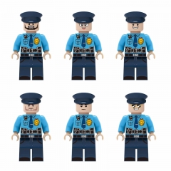 6Pcs Urban Professionals Minifigures Patrolman Po-lices Building Blocks Mini figures Bricks Toys M8040