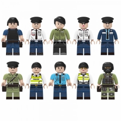10Pcs Urban Professionals Minifigures Po-lices Building Blocks Mini figures Bricks Toys M8038