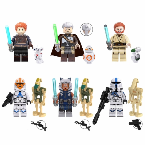 6Pcs Star Wars Minifigures Building Blocks The Clone Airbrne Troopers Mini Figures Bricks Kids Toys TV6103
