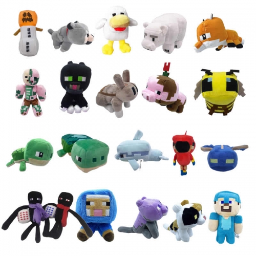 Minecraft Figures Collectable Plush Toys Chicken Tuxedo Cat Turtle Bee Stuffed Animals Soft Dolls Small Size