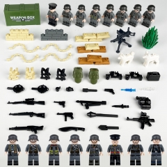 8Pcs WW2 Military Soldiers Minifigures Set Building Blocks Mini Figures with Weapons and Accessories