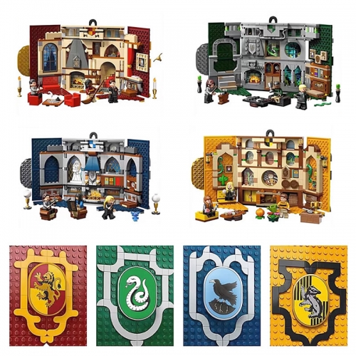 Harry Potter Compatible Bricks Building Kits House Banners Blocks Mini Figures Toys Set 87012-87015