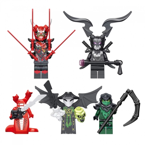 5Pcs Ninjago Minifigures Red Snake Omega Morro Building Blocks Mini Figure Toys Set XL0001-0005