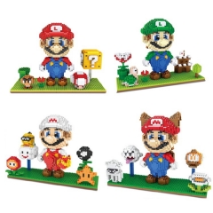 Super Mario Luigi DIY Building Kit Diamond Mini Blocks Figure Toys Set ZMS 3490-3491