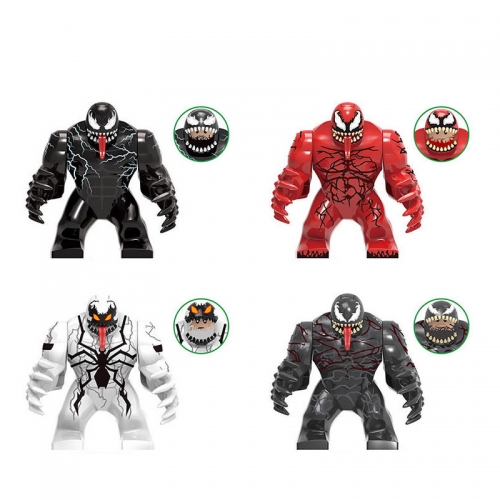4Pcs Super Heroes Venom Carnage Riot Building Blocks Mini Figure Toys 7.5cm/3Inch Tall X0327