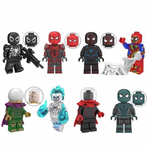 Super Heroes Spider Man Minifigures Building Blocks Mini Figure Toys 8Pcs Set KT1028