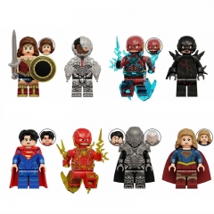 8Pcs Super Heroes Set Building Blocks Supergirl Cyborg The Flash Mini Action Figures DIY Bricks Toys KT1071