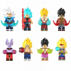 8Pcs Dragon Ball Goku Gogeta Broli Building Blocks Mini Action Figures DIY Bricks Kids Toys Set KF6182A