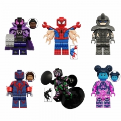 6Pcs Super Heroes Spiderman Prowler Rhino Building Blocks Mini Action Figures DIY Bricks Toys KT1072