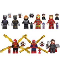 8Pcs Super Heroes Building Blocks Iron Man Black Penther Mini Action Figure Toys Set TV6202