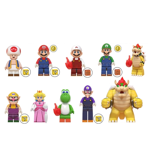 Super Mario Luigi Yoshi Peach Koopa Building Blocks Mini Action Figures Bricks DIY Toys 10Pcs Set