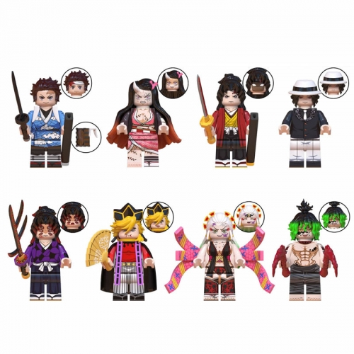 8-Pack Demon Slayer Anime Daki Giyuutarou Minifigures Building Blocks Mini Figure Toys WM6138