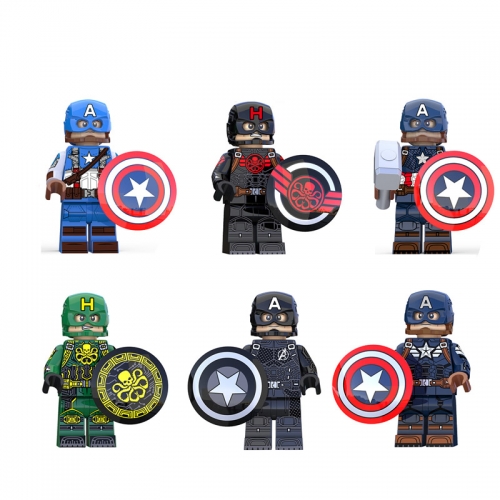 6-Pack Super Heroes Captain America Building Blocks Mini Figures Bricks Toys KT1031