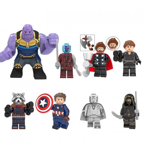 8-Pack Super Heroes Thanos Nebula Vision Building Blocks Mini Figures Bricks Toys KT1025