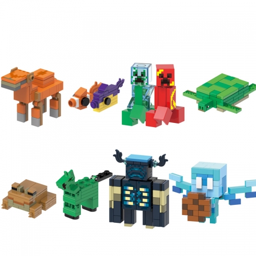 10Pcs MineCraft Building Blocks Creeper Camel Turtle Warden Mini Figures Assembly Bricks Toys Kids Gift G0121
