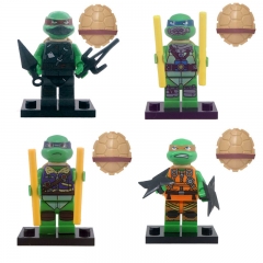 4Pcs Ninja Turtles Building Block Mini Figures DIY Assembly Bricks Toys with Baseplates NO.6998