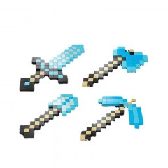 4-In-1 My World Diamond Sword Pickaxe Shovel Axe Building Blocks Playset Assembly DIY Bricks Block Toys NO.733