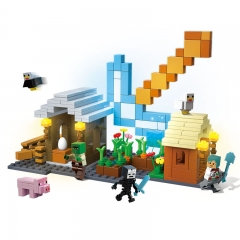 My World Pickaxe Outpost Building Blocks Playset Assembly DIY Bricks Block Toys NO.785