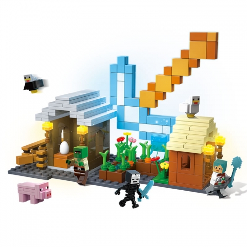 My World Pickaxe Outpost Building Blocks Playset Assembly DIY Bricks Block Toys NO.785