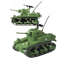 Military WW2 Tanks Series Building Blocks M3A1 Stuart Light Tank Playset with Mini Figures 601Pcs Set 100103