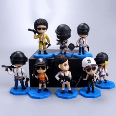 8Pcs PUBG Game Characters Mini Action Figures Cute Figurines Cake Toppers Decorations PVC Kids Toys 9cm/3.5Inch Tall