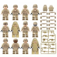 12Pcs Military Series Navy Seals Minifigures Building Blocks Mini Figure Toys Set with Weapons and Accessories M8084