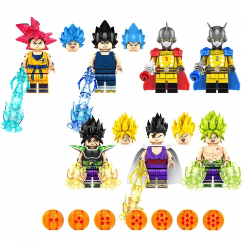 7Pcs Set Dragon Ball Minifigures Goku Vegeta Gamma Building Blocks Mini Figure Toys KF6158