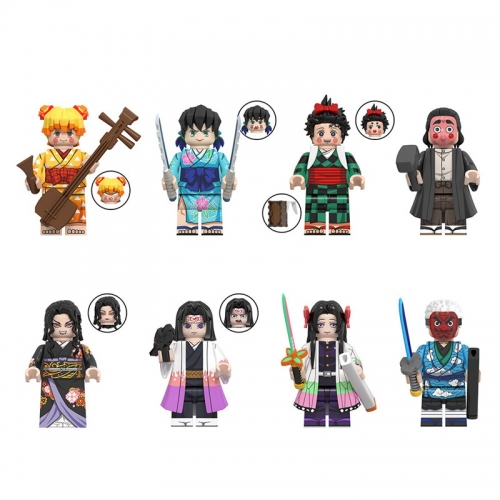 8-Pack Demon Slayer Anime Zenitsu Inosuke Kouzou Minifigures Building Blocks Mini Figure Toys WM6162