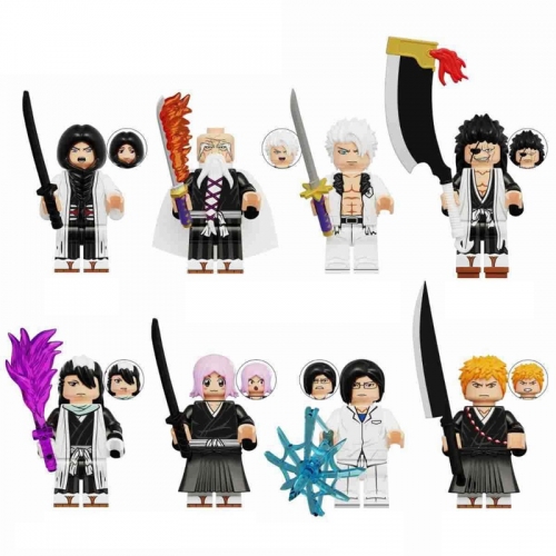 8-Pack Bleach Anime Unohana Retsu Yamamoto Minifigures Building Blocks Mini Figure Toys KDL816