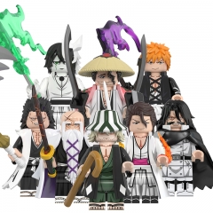 8-Pack Bleach Anime Zaraki Kenpachi Kurosaki Ichigo Minifigures Building Blocks Mini Figure Toys WM6164