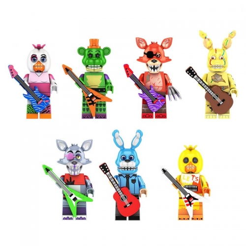 7Pcs Set Five Nights At Freddy's Minifigures FNAF Block Mini Figure Toys KF6160