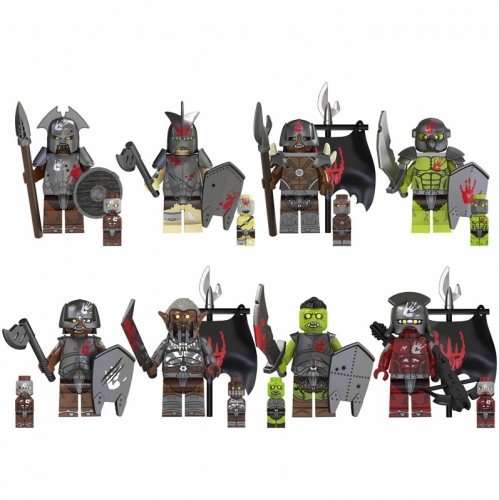 8-Pack The Lord of the Rings Minifigs Uruk-hai Building Blocks Mini Figures Kids Bricks Toys Set TV6408