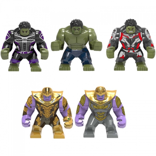 5Pcs Super Heroes Hulk Thanos Compatible Building Blocks Mini Figure Toys Big Size 7.5cm/3Inch