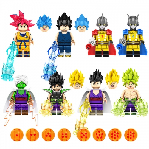 8Pcs Set Dragon Ball Minifigures Goku Vegeta Gamma Building Blocks Mini Figure Toys KF6158