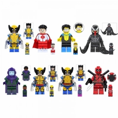 8-Pack Super Heroes Wolverine Omni Man Invincible Riot Building Blocks Mini Figures Bricks Toys TV6205