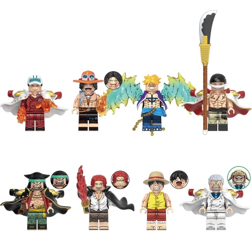 8-Pack One Piece Building Blocks Sakazuki Ace Marco Garp Mini Figures Kids Toys Set X0353