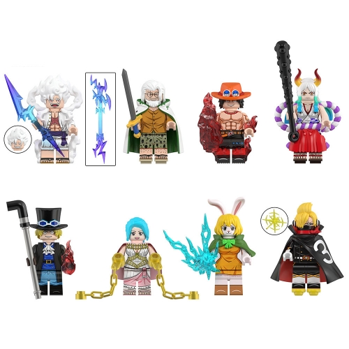 8-Pack One Piece Building Blocks Nika Luffy Ace Yamato Mini Action Figures DIY Bricks Kids Toys WM6189