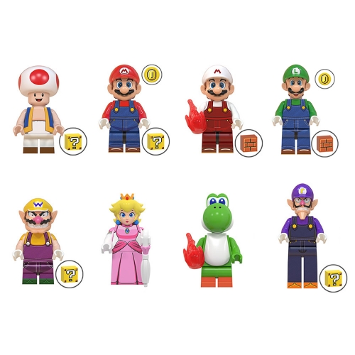 8-Pack Super Mario Luigi Yoshi Kinopio Wario Peach Building Blocks Mini Action Figures DIY Toys WM6103